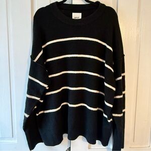 Aerie Striped Super Soft Oversized Crew Neck Sweater